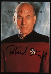 5a342 PATRICK STEWART signed postcard '90s as Captain Picard from Star Trek: The Next Generation!