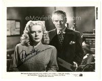 5a433 ALICE FAYE signed 8x10 still '45 close up with Charles Bickford in Fallen Angel!
