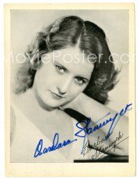 5a378 BARBARA STANWYCK signed 4.75x6.25 still '30s super young head & shoulders portrait!
