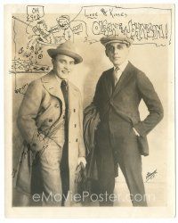 5a463 CHIC JOHNSON signed deluxe 8x10 still '30s w/comedy partner Ole Olson with cool drawing!