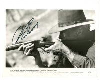 5a467 CLINT EASTWOOD signed 8x10 still '92 best cowboy close up aiming his rifle from Unforgiven!
