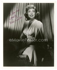 5a592 MARIE WINDSOR signed 8x10 still '50s great close up wearing pretty dress in shadows!