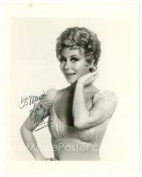 5a603 MITZI GAYNOR signed 8x10 still '60s great waist-high portrait of the actress with hand on hip
