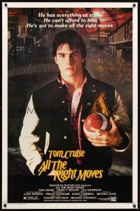 5b031 ALL THE RIGHT MOVES 1sh '83 close up of high school football player Tom Cruise!