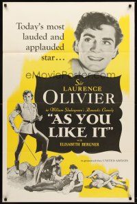 5b043 AS YOU LIKE IT 1sh R49 Sir Laurence Olivier in William Shakespeare's romantic comedy!