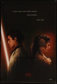 5b044 ATTACK OF THE CLONES style A teaser 1sh '02 Star Wars II, Christensen & Natalie Portman!