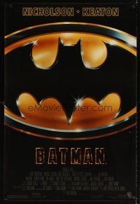 5b063 BATMAN glossy style C 1sh '89 Michael Keaton, Jack Nicholson, directed by Tim Burton!