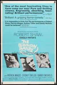 5b075 BIRTHDAY PARTY 1sh '68 directed by William Friedkin, Harold Pinter, Robert Shaw!