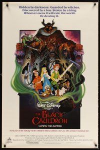 5b077 BLACK CAULDRON advance 1sh '85 first Walt Disney CG, cool fantasy art by P. Wensel!