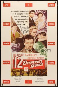 5c004 12 DESPERATE HOURS 1sh '57 Richard Basehart, sexy Simone Simon!