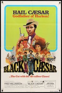 5c067 BLACK CAESAR 1sh '73 AIP Williamson blaxploitation, Godfather of Harlem art by G. Akimoto!