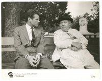 5d123 ADVISE & CONSENT 8x10 still '62 c/u of Charles Laughton & bisexual Don Murray on bench!