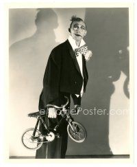5d174 BEHIND THE MAKE-UP 8x10 still '30 shadowy portrait of Hal Skelly holding tiny bicycle!