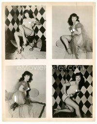 5d176 BETTIE PAGE 8x10 still '50s four sexy full-length naked portraits, sitting and kneeling!