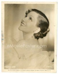 5d247 CLAUDETTE COLBERT 8x10 still '34 beautiful head & shoulders smiling portrait in gown!