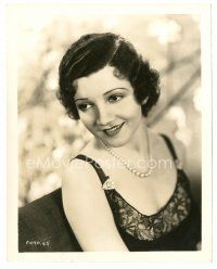 5d246 CLAUDETTE COLBERT 8x10 still '30s smiling close up of the pretty star wearing pearls!