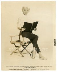 5d300 DIANA DORS 8x10 still '61 sexy seated c/u on chair's arm with her script from On the Double!