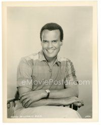 5d436 HARRY BELAFONTE 8x10 still '50s great smiling seated close up of the singer!