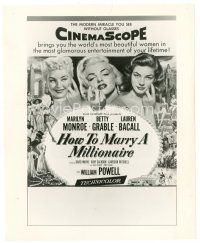 5d454 HOW TO MARRY A MILLIONAIRE 8x10 still '53 art of sexy Marilyn Monroe, Grable & Bacall!