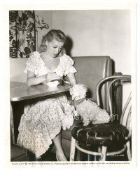 5d537 JUNE HAVOC 8x10 still '49 close up feeding some ice cream to her cute miniature poodle dog!