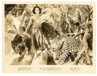 5d539 JUNGLE BOOK candid 8x10 still '42 wonderful image of Sabu with panther & two leopards!