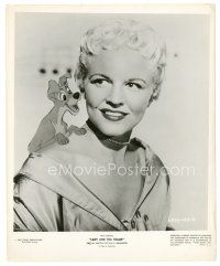 5d558 LADY & THE TRAMP 8x10 still '55 Disney classic cartoon, Peggy Lee with Tramp on shoulder!
