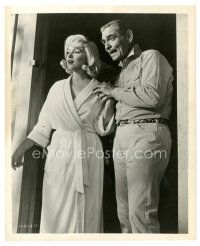 5d669 MISFITS 8x10 still '61 Marilyn Monroe in robe holding hands with Clark Gable!