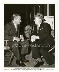 5d699 NEVER STEAL ANYTHING SMALL candid 8x10 still '59 James Cagney & Bert Lahr talking on set!