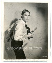 5d770 RANDOLPH SCOTT 8x10 still '42 great close portrait against wall holding gun from The Spoilers!