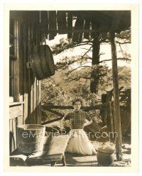 5d869 SPITFIRE 8x10 still '34 Katharine Hepburn kneeling by porch with stern look!