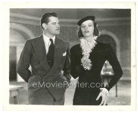 5d874 STAGE DOOR 8x10 still '37 great close up of Katharine Hepburn standing with Ralph Forbes!