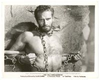 5d908 TEN COMMANDMENTS 8x10 still '56 close up of barechested Charlton Heston as Moses in chains!