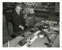 5d915 THESE WILDER YEARS deluxe 8x10 still '56 James Cagney playing with train set between scenes!