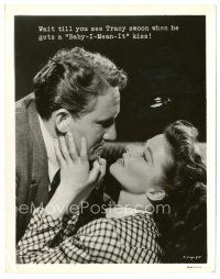 5d988 WOMAN OF THE YEAR 8x10 still '42 Katharine Hepburn gives Spencer Tracy a baby-I-mean-it kiss