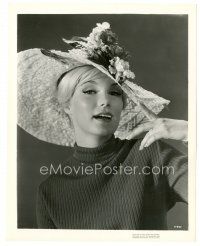 5d996 YVETTE MIMIEUX 8x10 still '60 c/u of the sexy blonde star wearing great sweater & hat!