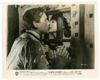 5d093 MASTER OF BALLANTRAE color 8x10 still '53 Beatrice Campbell kisses Errol Flynn through bars!