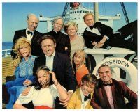 5d097 POSEIDON ADVENTURE color 8x10 still '72 posed portrait of top cast smiling on ship deck!