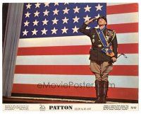 5d096 PATTON 8x10 mini LC '70 classic image of General George C. Scott saluting by flag!