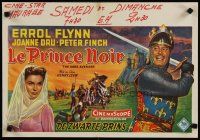 5f292 WARRIORS Belgian '56 pretty Joanne Dru & Errol Flynn in suit of armor w/sword!