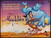 5f374 ALADDIN DS British quad '92 classic Walt Disney Arabian fantasy cartoon, great art of cast!