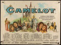 5f378 CAMELOT British quad '67 Harris as King Arthur, Redgrave as Guenevere, cool different art!