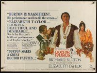 5f386 DOCTOR FAUSTUS British quad '67 pretty Elizabeth Taylor & director & star Richard Burton art!