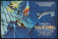 5f424 SUPERMAN III British quad '83 art of Christopher Reeve flying + Richard Pryor!