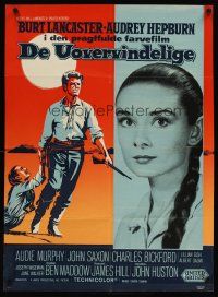 5f536 UNFORGIVEN Danish '60 Burt Lancaster, Audrey Hepburn, directed by John Huston!