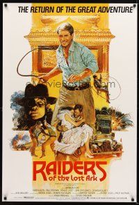 5f368 RAIDERS OF THE LOST ARK English 1sh R82 great art of adventurer Harrison Ford by Bysouth!