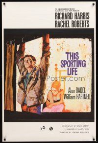 5f370 THIS SPORTING LIFE English 1sh '63 cool Fratini art of Richard Harris, Rachel Roberts!