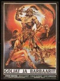 5f179 GOLIATH & THE BARBARIANS Finnish R84 different sexy art of Steve Reeves & Chelo Alonso!