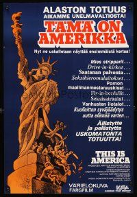 5f196 THIS IS AMERICA Finnish '77 wild art of Statue of Liberty, really bizarre documentary!