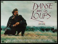 5f675 DANCES WITH WOLVES French 23x32 '91 cool image of Kevin Costner & buffalo!