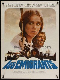 5f680 EMIGRANTS French 23x32 '71 great close up of Liv Ullmann, Max Von Sydow, Jan Treoll